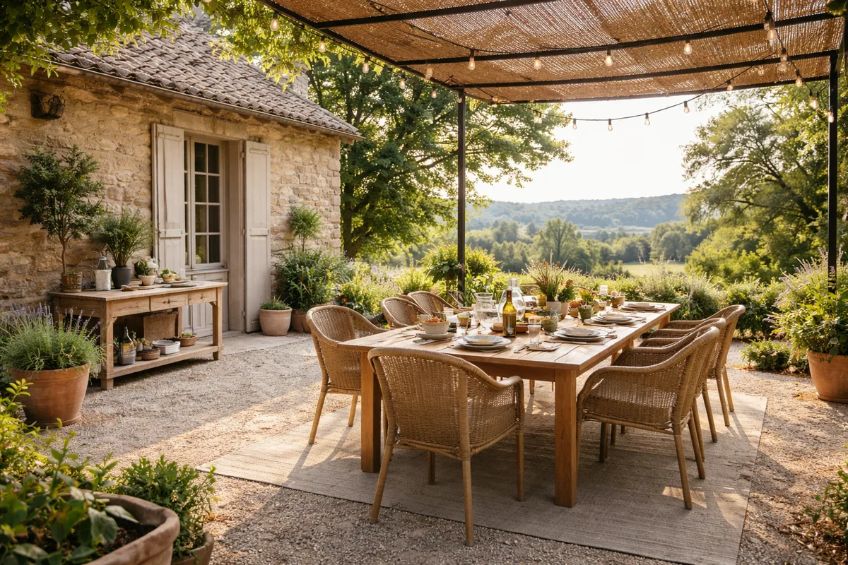Comment créer un coin repas extérieur dans une maison de campagne
