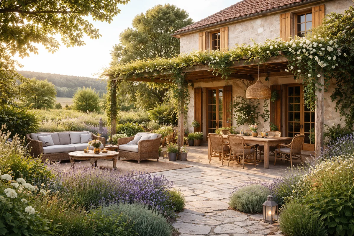 Idées d’aménagement extérieur pour une maison de campagne naturelle et accueillante
