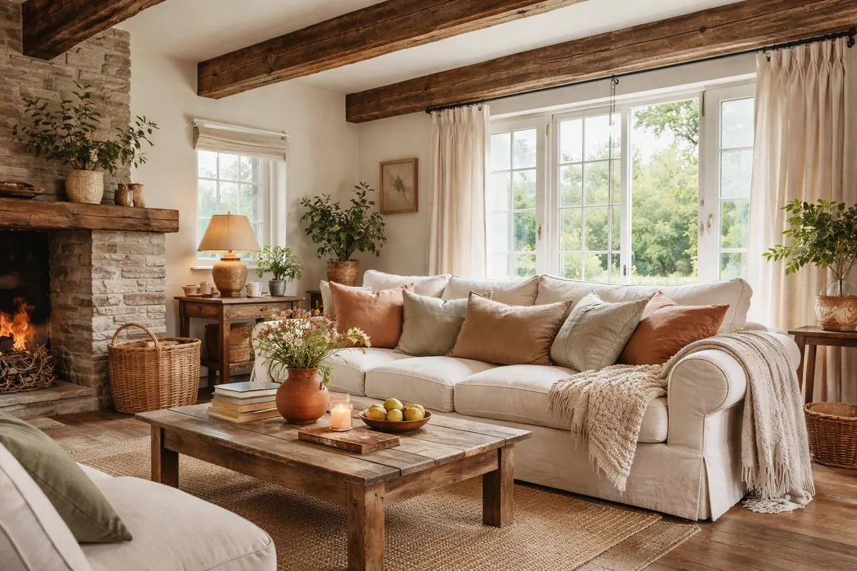 Idées pour aménager un salon de maison de campagne cosy